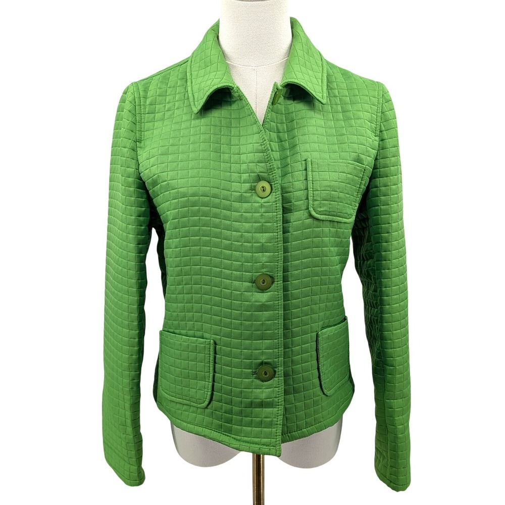 Harve Benard Holtzman Vintage Green Quilted Jacket 4 Mod Preppy Patch Pocket